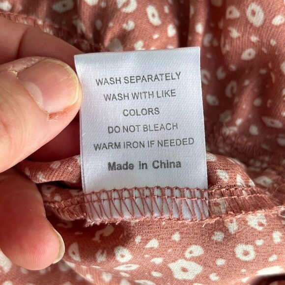 Rust Red Printed Ruffle Mini Dress - Size M - Picture 5 of 11